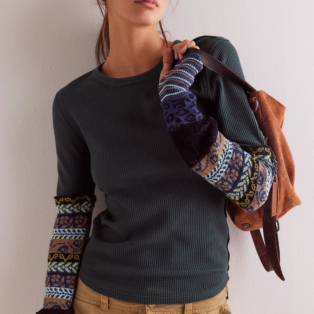 NWT We The Free Free People All In Cuff Thermal Medium Army Green